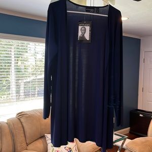 Royal blue thigh length cover up/ cardigan. Attitudes by Renee.